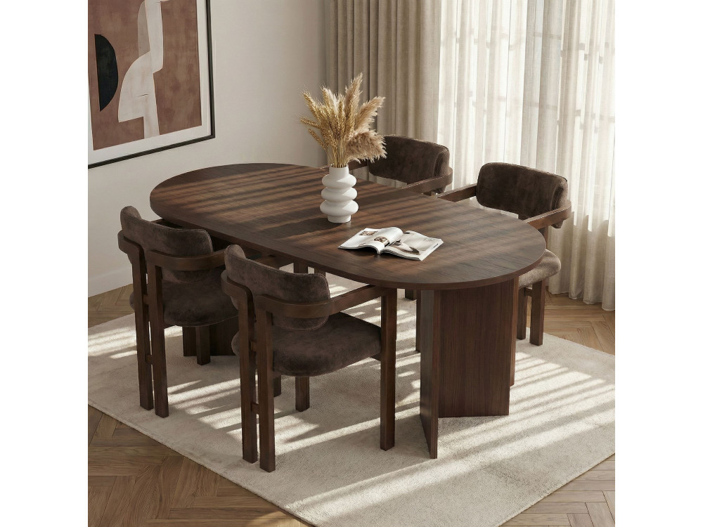 Juego de Mesa y Silla de Madera Meridia 4" (5 Piezas) - 180 x 90 x 75 cm - Marrón