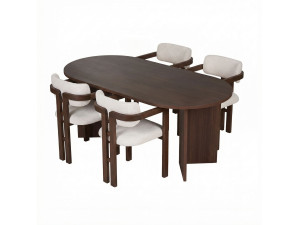 Juego de Mesa y Silla de Madera Meridia 4" (5 Piezas) - 180 x 90 x 75 cm - Blanco