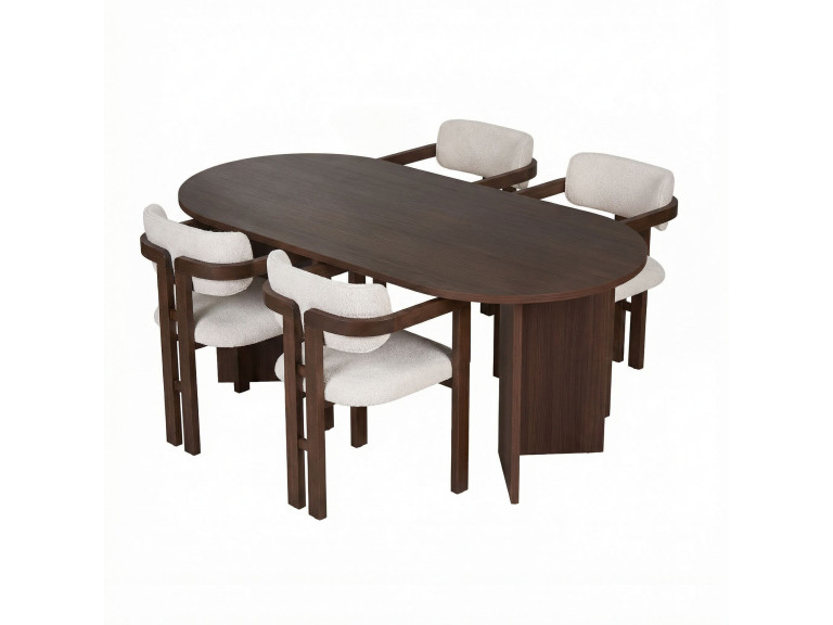 Juego de Mesa y Silla de Madera Meridia 4" (5 Piezas) - 180 x 90 x 75 cm - Blanco