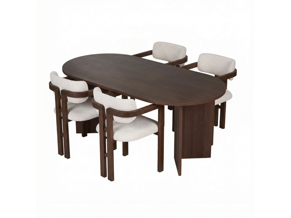 Juego de Mesa y Silla de Madera Meridia 4" (5 Piezas) - 180 x 90 x 75 cm - Blanco
