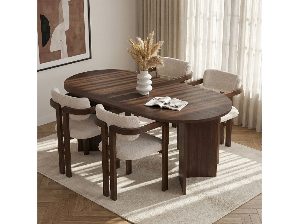 Juego de Mesa y Silla de Madera Meridia 4" (5 Piezas) - 180 x 90 x 75 cm - Blanco