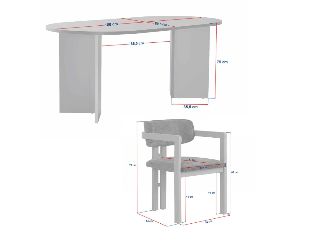 Juego de mesa y sillas de madera Meridia 6" (7 piezas) - 180 x 90 x 75 cm - Marrón