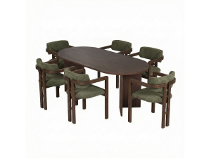 Juego de Mesa y Silla de Madera Meridia 6" (7 Piezas) - 180 x 90 x 75 cm - Verde