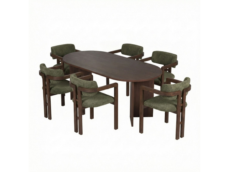 Juego de Mesa y Silla de Madera Meridia 6" (7 Piezas) - 180 x 90 x 75 cm - Verde
