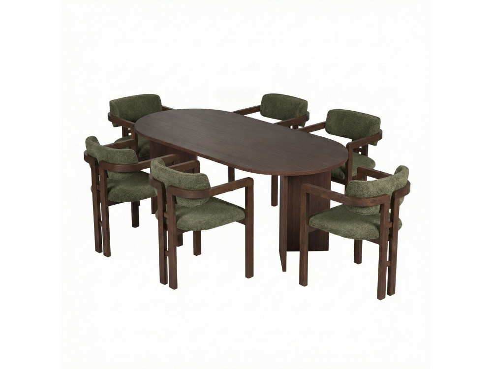 Juego de Mesa y Silla de Madera Meridia 6" (7 Piezas) - 180 x 90 x 75 cm - Verde