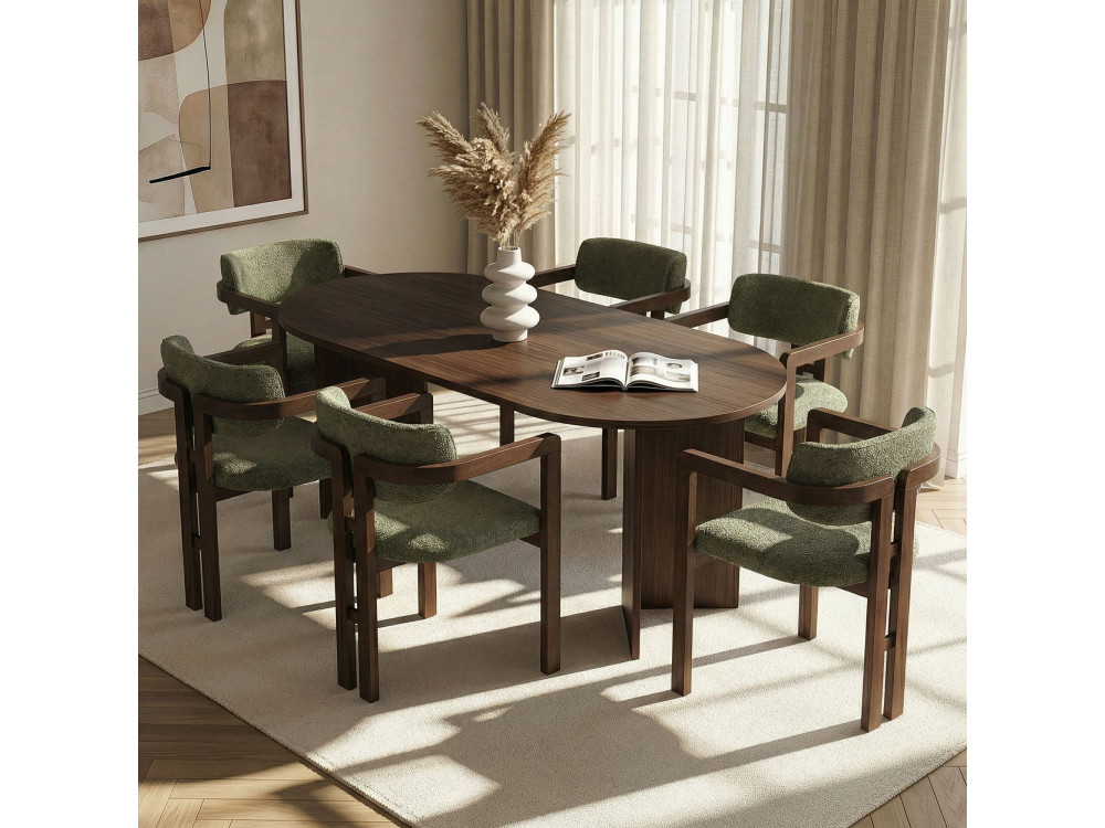 Juego de Mesa y Silla de Madera Meridia 6" (7 Piezas) - 180 x 90 x 75 cm - Verde