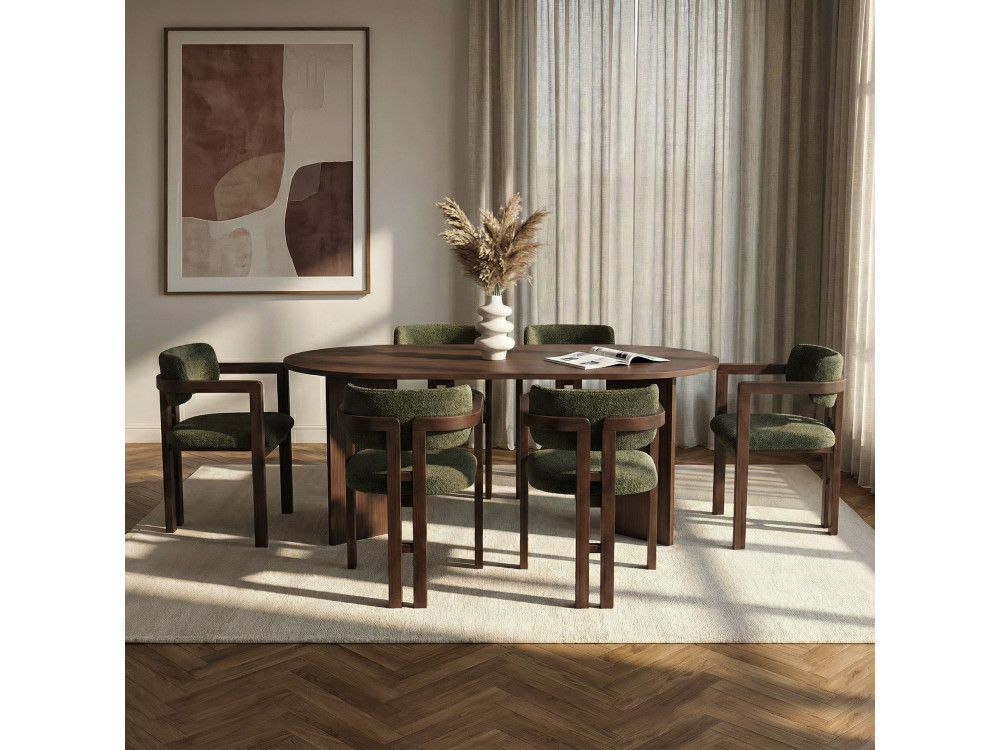 Juego de Mesa y Silla de Madera Meridia 6" (7 Piezas) - 180 x 90 x 75 cm - Verde