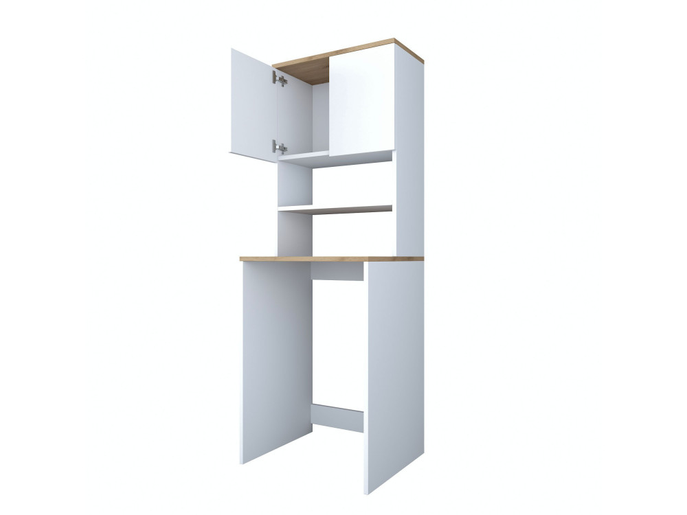 Armario de madera para lavadora "Kado" - 65 x 60 x 183 cm - Blanco