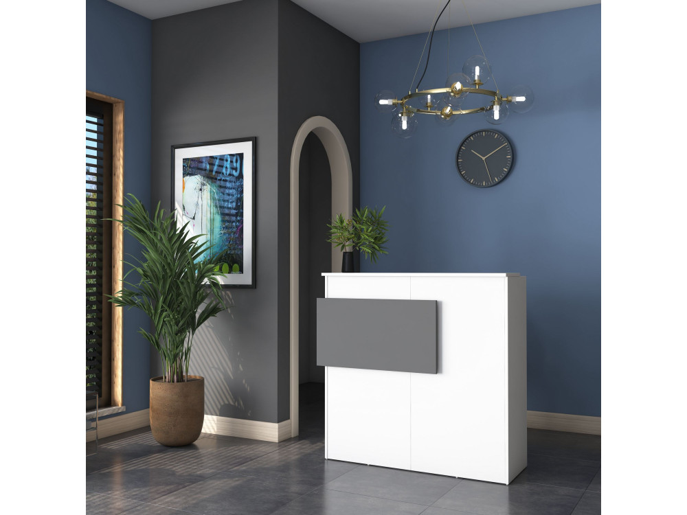 Mesa de recepción de madera "Mona" - 110 x 40 x 110 cm - Blanca