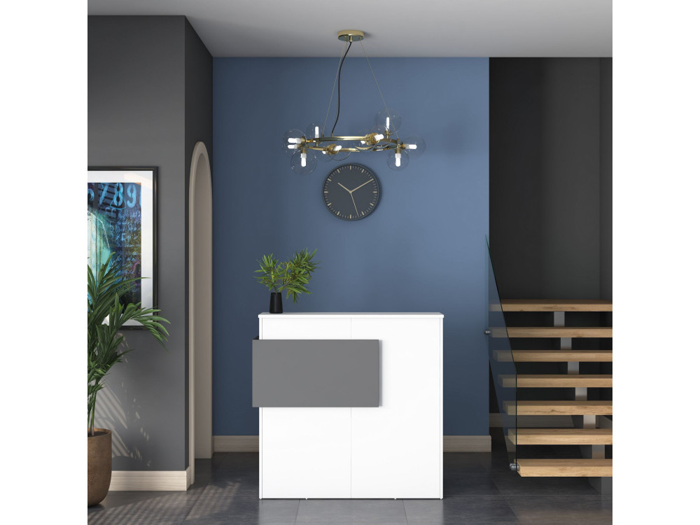 Mesa de recepción de madera "Mona" - 110 x 40 x 110 cm - Blanca