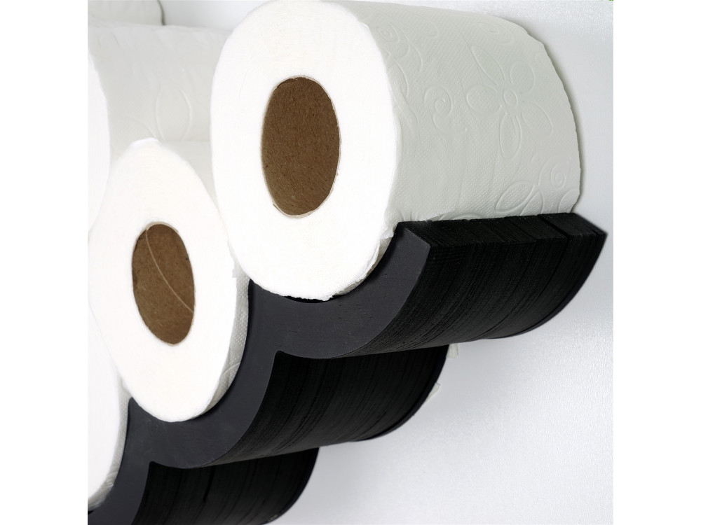 Portarrollos de papel higiénico de madera "WC018 - 62 x 16 x 9 cm - Negro