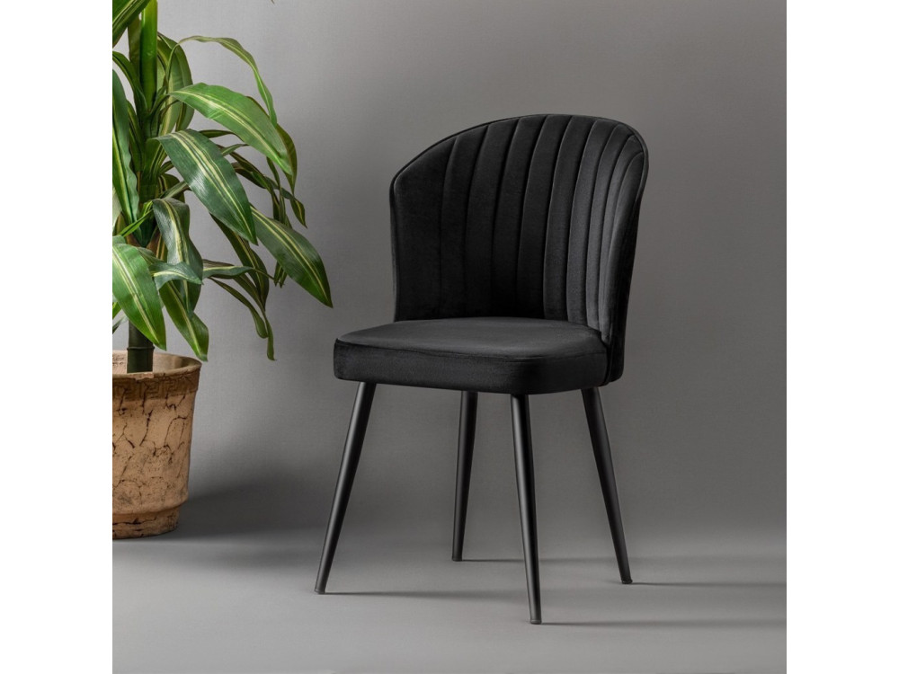 Lote de 4 sillas de madera "Rubi" - 52 x 42 x 85 cm - Negro