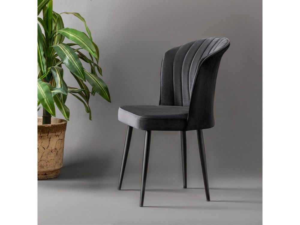 Lote de 4 sillas de madera "Rubi" - 52 x 42 x 85 cm - Negro