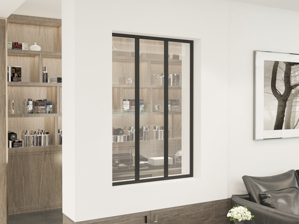 Cubierta acristalada de aluminio para taller «Panorama» - 90 x 130 cm - Negro