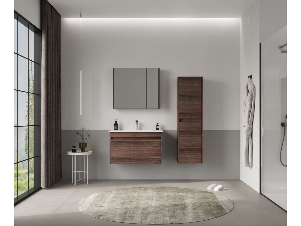 Mueble de baño «Side 40» - 40 x 27 x 138 cm - Nogal oscuro