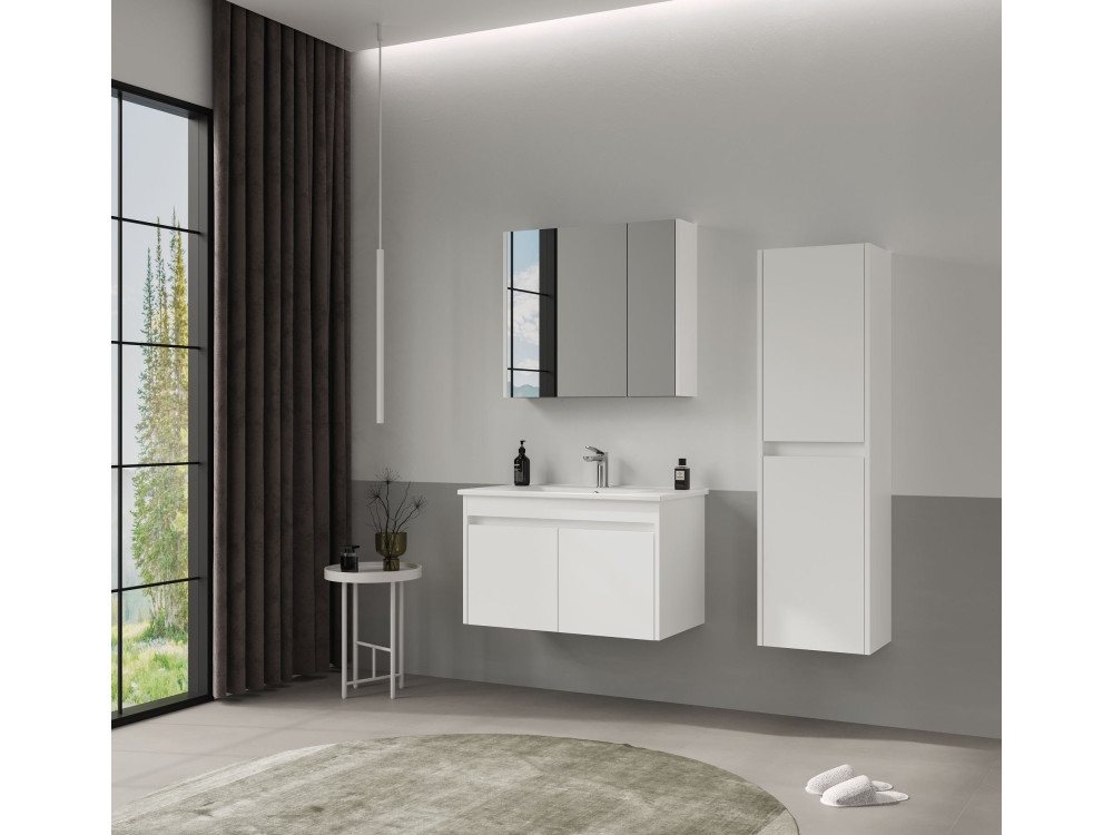 Armario de baño «Side 40» - 40 x 27 x 138 cm - Blanco mate