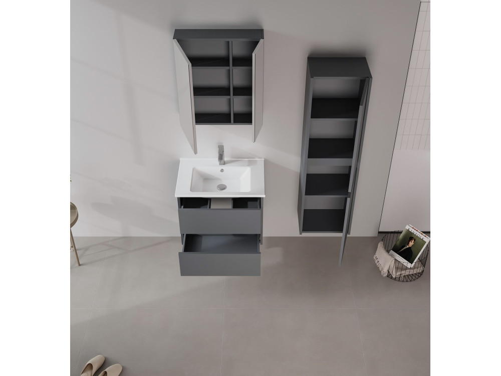 Armario de baño «Side 40» - 40 x 27 x 138 cm - Antracita mate