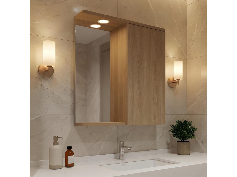 Mueble de baño con espejo «Purus 65» - 63 x 18 x 68 cm - Roble Sonomo
