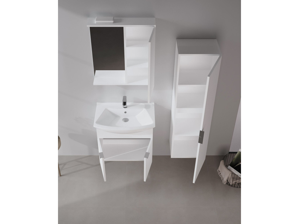 Mueble de baño con espejo «Purus 65» - 63 x 18 x 68 cm - Blanco