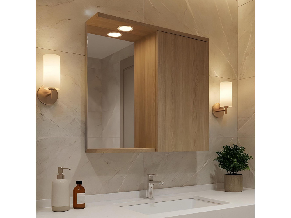Mueble de baño con espejo «Purus 80» - 75 x 18 x 68 cm - Roble Sonomo
