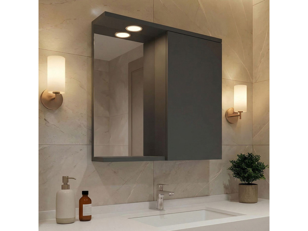 Mueble de baño con espejo «Purus 80» - 75 x 18 x 68 cm - Antracita mate