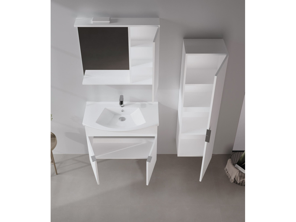 Mueble de baño con espejo «Purus 80» - 75 x 18 x 68 cm - Blanco