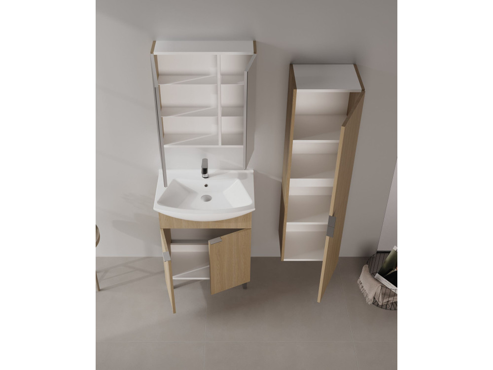 Mueble de baño con espejo «Purus Desna 60» - 60 x 16 x 66 cm - Roble Sonomo