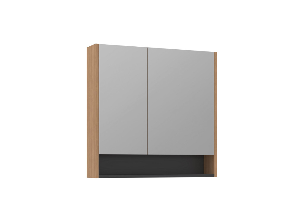 Mueble de baño con espejo «Ricato 80» - 80 x 16 x 78 cm - Nogal