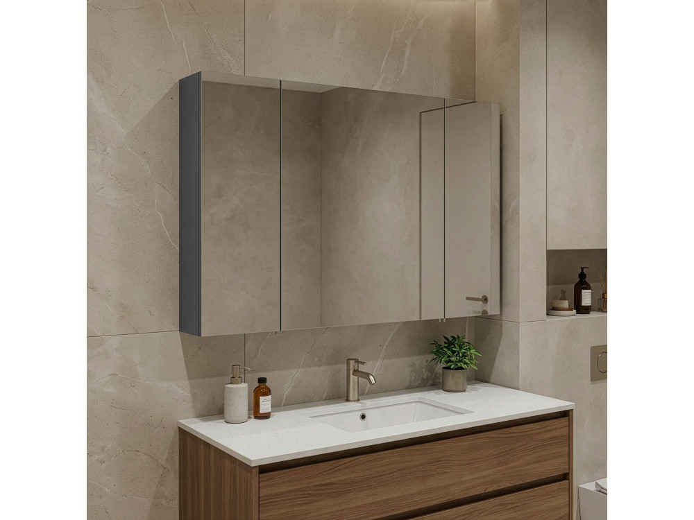 Mueble de baño con espejo «Side 100» - 100 x 16 x 66 cm - Antracita mate