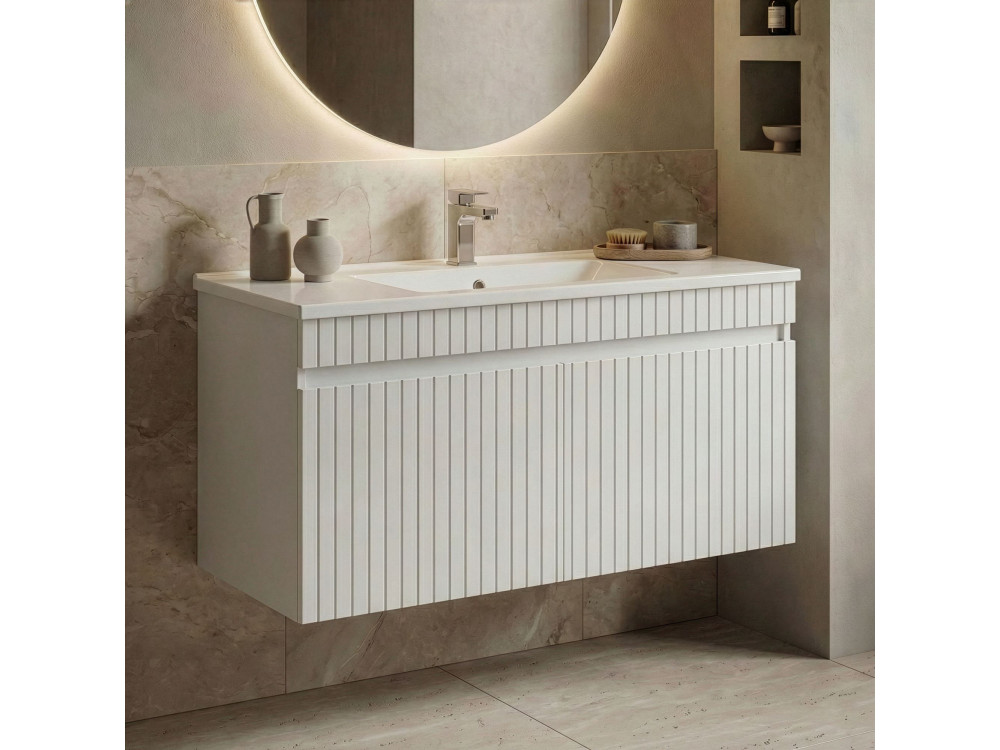 Mueble para lavabo «Tivoli 100» - 100 x 45 x 57 cm - Blanco mate