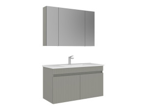 Conjunto de mueble con lavabo y espejo (2 piezas) «Tivoli 100» - 100 x 45 x 66 cm - Cachemira mate