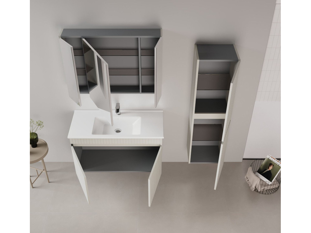 Conjunto de mueble con lavabo y espejo (2 piezas) «Tivoli 100» - 100 x 45 x 66 cm - Cachemira mate
