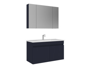 Conjunto de mueble con lavabo y espejo (2 piezas) «Tivoli 100» - 100 x 45 x 57 cm - Azul marino mate