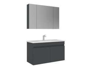 Conjunto de mueble con lavabo y espejo (2 piezas) «Tivoli 100» - 100 x 45 x 66 cm - Antracita mate