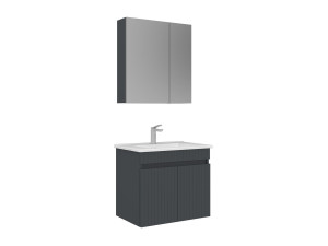 Conjunto de mueble con lavabo y espejo (2 piezas) «Tivoli 65» - 65 x 45 x 57 cm - Antracita mate