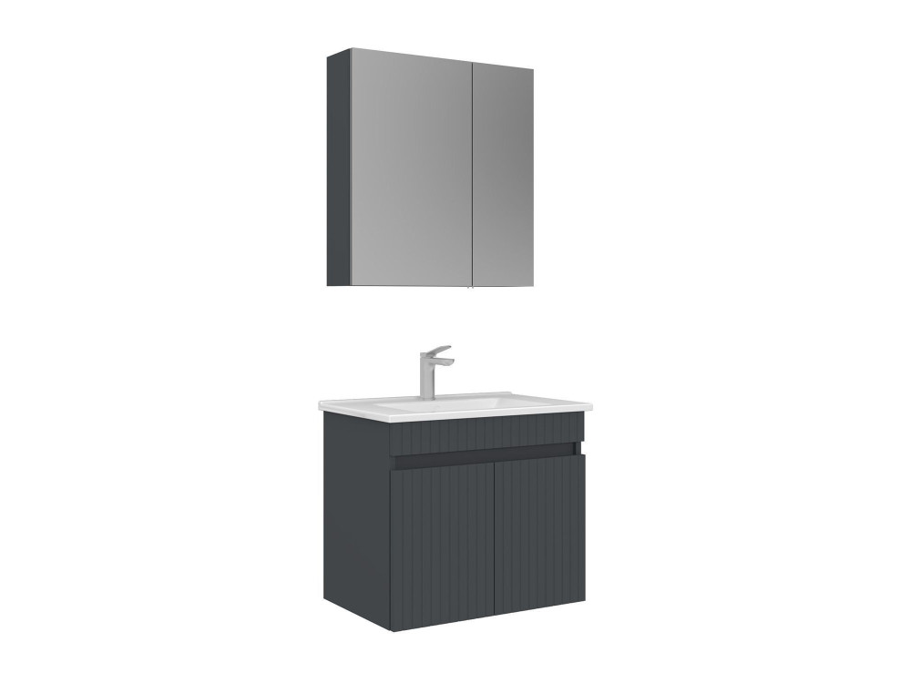 Conjunto de mueble con lavabo y espejo (2 piezas) «Tivoli 65» - 65 x 45 x 57 cm - Antracita mate