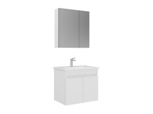 Conjunto de mueble con lavabo y espejo (2 piezas) «Tivoli 65» - 65 x 45 x 57 cm - Blanco mate