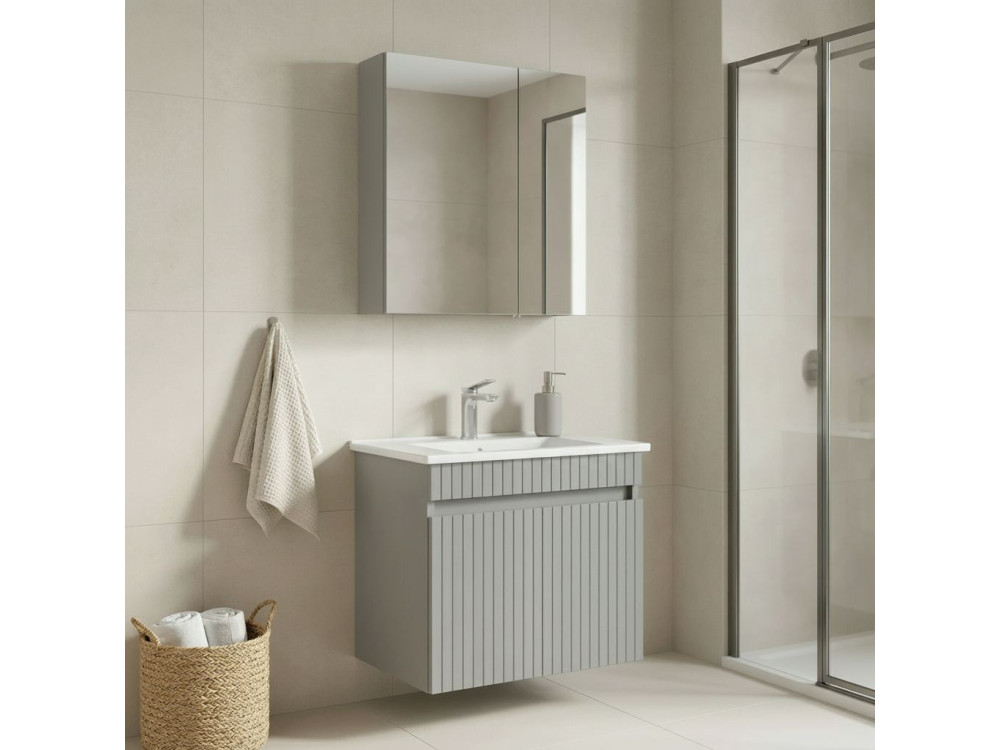 Conjunto de mueble con lavabo y espejo (2 piezas) «Tivoli 65» - 65 x 45 x 57 cm - Cachemira mate
