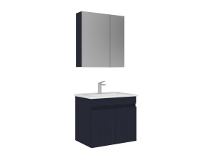 Conjunto de mueble con lavabo y espejo (2 piezas) «Tivoli 65» - 65 x 45 x 57 cm - Azul marino mate