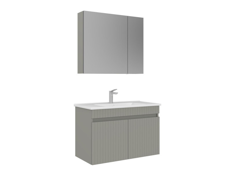 Conjunto de mueble con lavabo y espejo (2 piezas) «Tivoli 85» - 85 x 45 x 57 cm - Cachemira mate