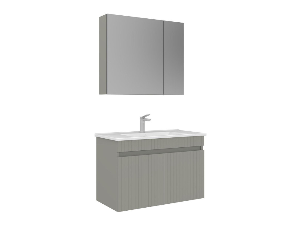 Conjunto de mueble con lavabo y espejo (2 piezas) «Tivoli 85» - 85 x 45 x 57 cm - Cachemira mate