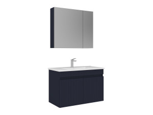 Conjunto de mueble con lavabo y espejo (2 piezas) «Tivoli 85» - 85 x 45 x 57 cm - Azul marino mate