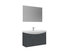 Conjunto de mueble con lavabo y espejo (2 piezas) «Purus 100» - 100 x 50 x 58 cm - Antracita mate