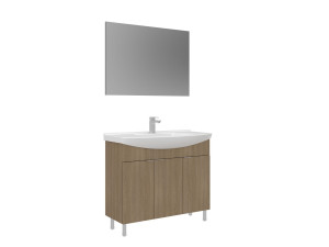 Conjunto de mueble con lavabo y espejo (2 piezas) «Purus 100» - 100 x 50 x 83 cm - Roble