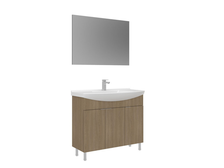Conjunto de mueble con lavabo y espejo (2 piezas) «Purus 100» - 100 x 50 x 83 cm - Roble
