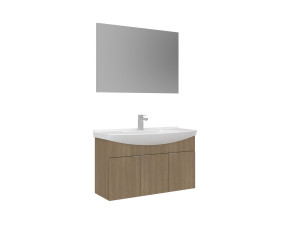 Conjunto de mueble con lavabo y espejo (2 piezas) «Purus 100» - 100 x 50 x 58 cm - Roble