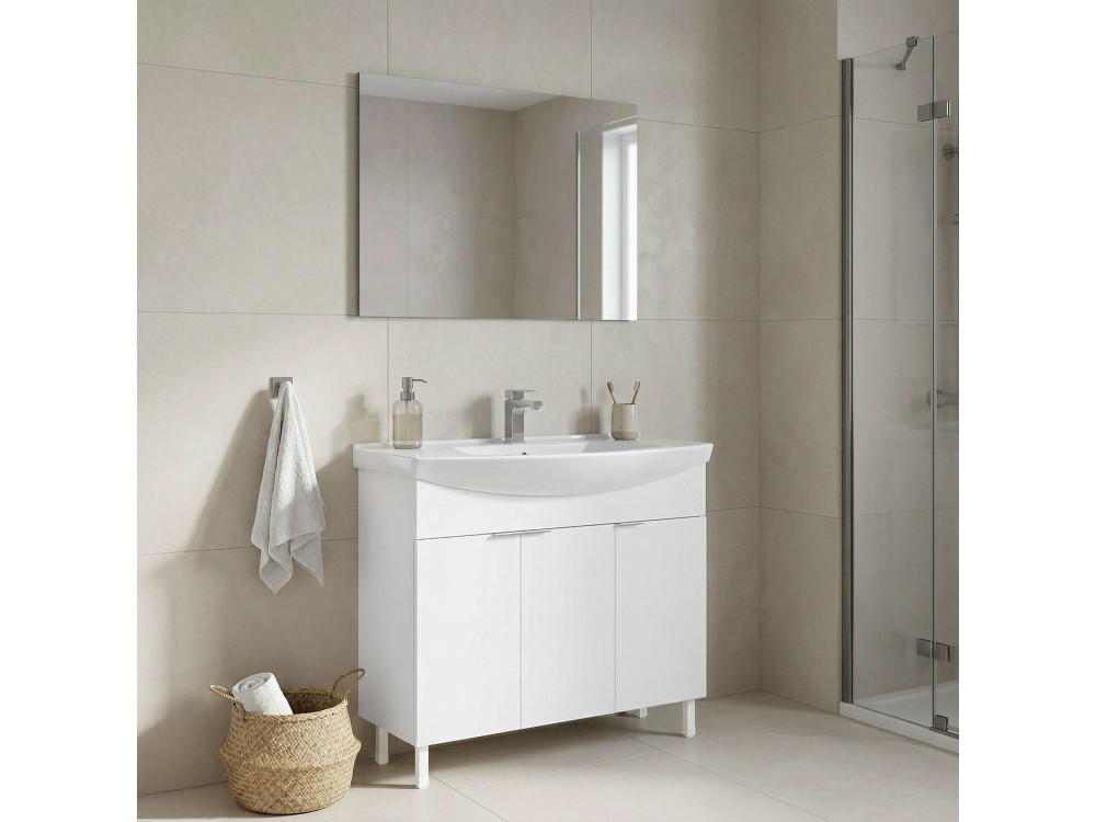 Conjunto de mueble con lavabo y espejo (2 piezas) «Purus 100» - 100 x 50 x 83 cm - Blanco