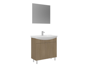 Conjunto de mueble con lavabo y espejo (2 piezas) «Purus 80» - 80 x 50 x 83 cm - Roble