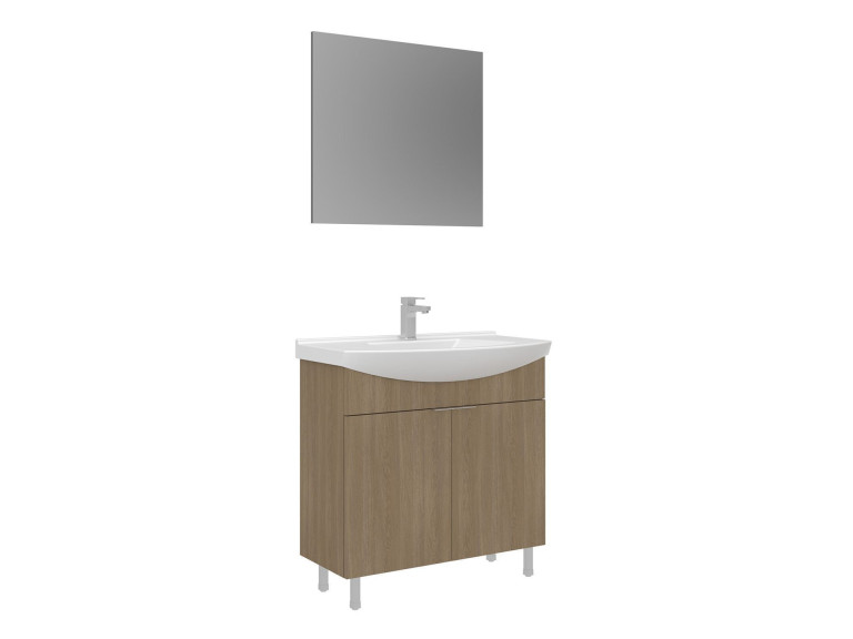 Conjunto de mueble con lavabo y espejo (2 piezas) «Purus 80» - 80 x 50 x 83 cm - Roble