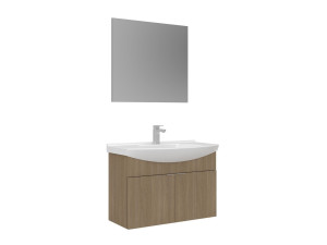 Conjunto de mueble con lavabo y espejo (2 piezas) «Purus 80» - 80 x 50 x 58 cm - Roble